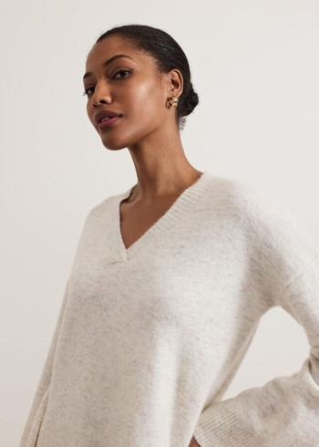 Phase Eight Olivia V Neck Alpaca Knitwear Grey Canada | LHZYNB-460